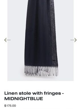 Max Mara - LINEN STOLE WITH FRINGES - MIDNIGHTBLUE